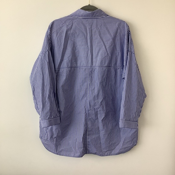 Zara oversized striped shirt blue white size Large - Picture 7 of 9